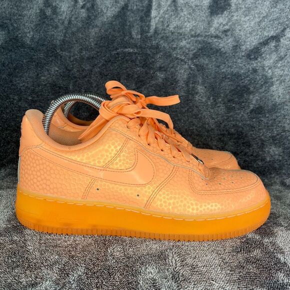Nike Air Force 1 Low Women’s 8.5 – Orange/Peach Glow Textured Leather - Picture 3 of 8